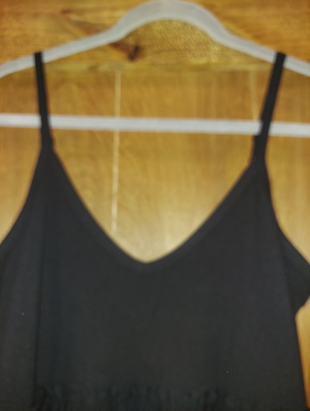 Zenana V Neck Cami Maxi Tiered Ruffled Dress Stretch Side Pockets Black Size S - Picture 4 of 5
